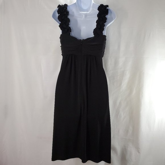 Women’s Black Ruffle V Neck Dress Built in Bra - Picture 4 of 7
